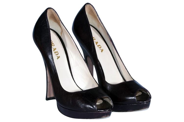 Pair of Prada Purple Leather Ladies' Stiletto Heels