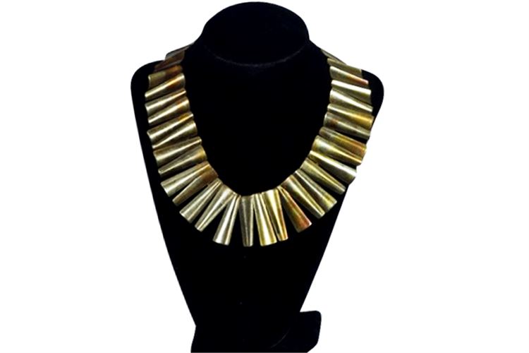 Metallic Costume Necklace with Paneled Design