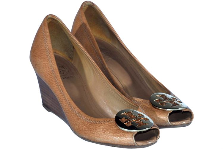 Pair of Tory Burch Ladies' Leather Wedge Heels