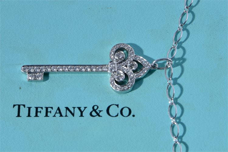 Tiffany & Co. Platinum, Diamond, and White Gold Key Necklace