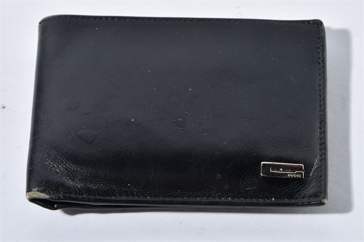 Gucci Black Leather Wallet with Metallic Logo Detail