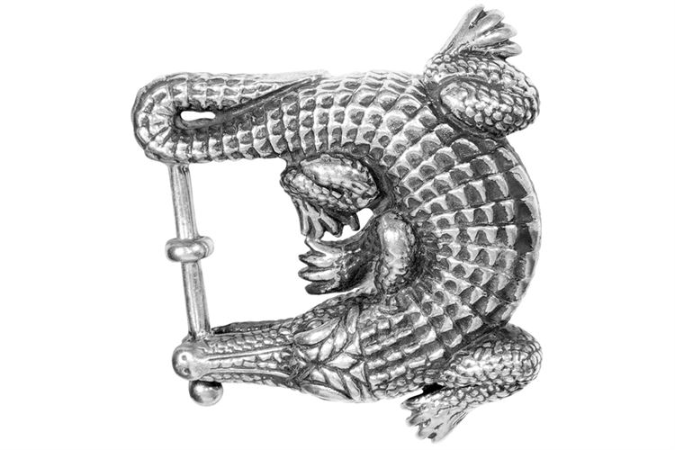 Kielselstein-Cord Silver Alligator Belt Buckle