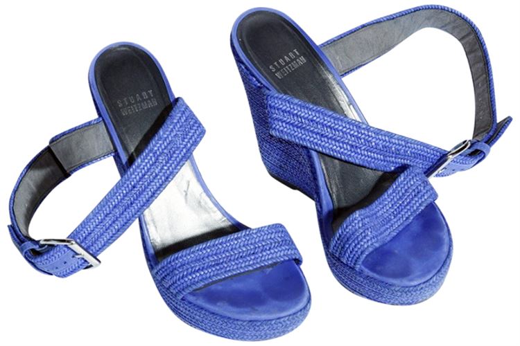 Pair of Stuart Weitzman Ladies' Blue Espadrille Heeled Sandals