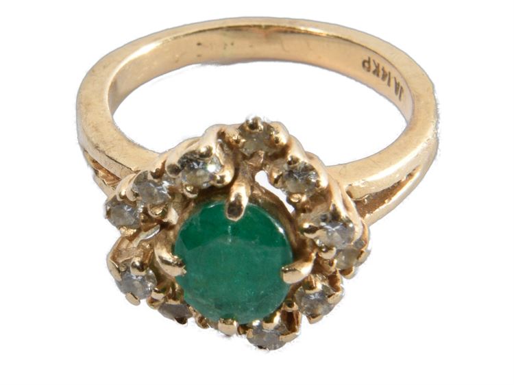 14 Karat Yellow Gold Plated and Jade Ring