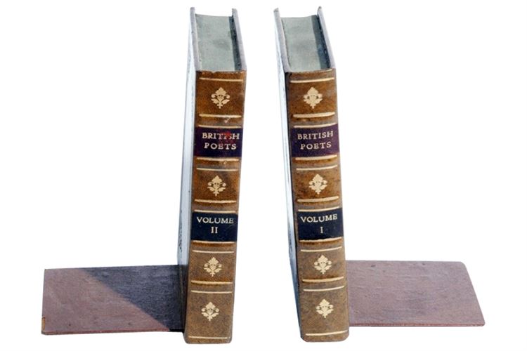 Pair of Leather "British Poets" Bookends