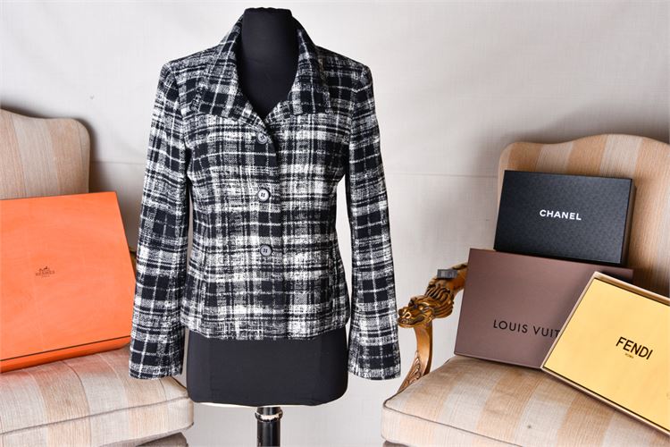 Anne Taylor Black and White Plaid Jacket