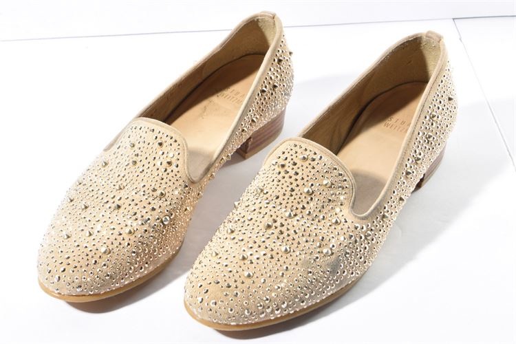 Pair of Stuart Weitzman Studded Suede Loafers