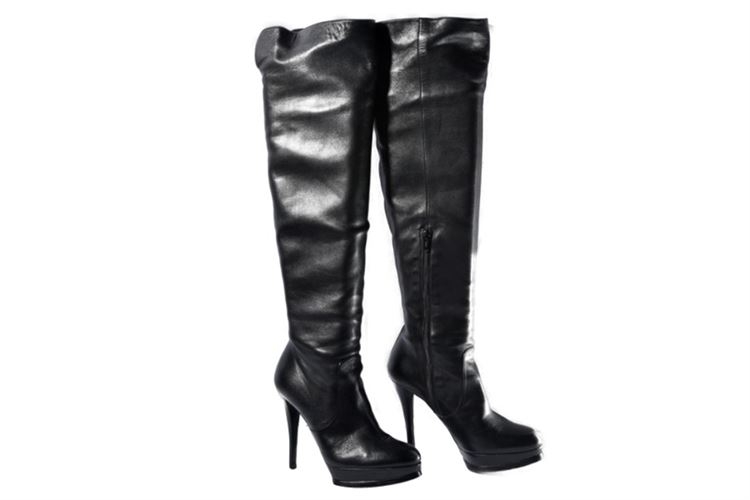 Pair of Stuart Weitzman Black Leather Knee High Boots