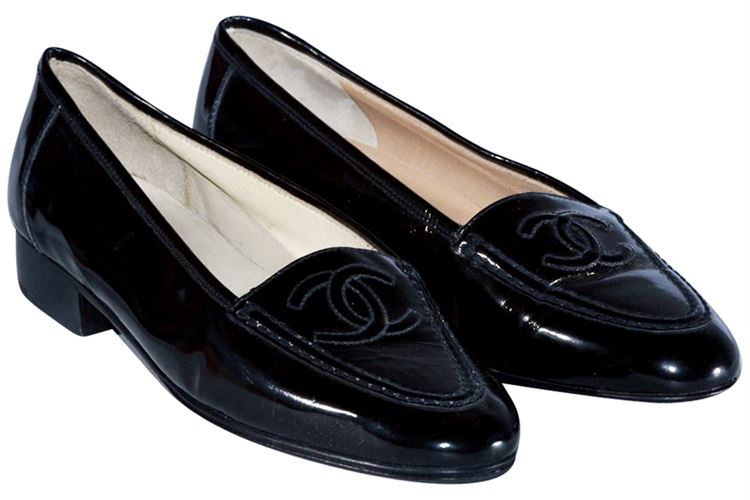 Pair of Chanel Black Patent Leather Ladies' Loafers