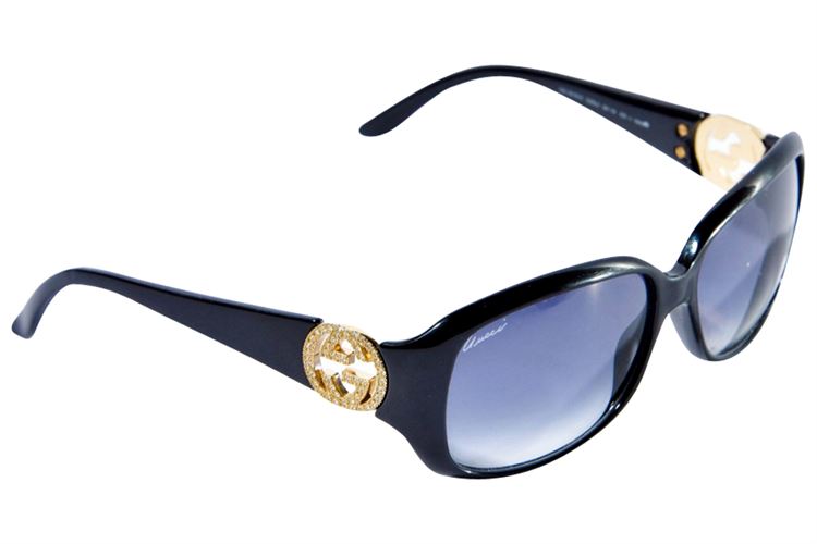 Gucci Black Embellished Logo Sunglasses