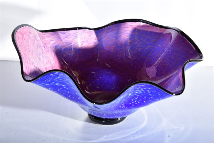 Pink and Purple Mottled Glass Bowl