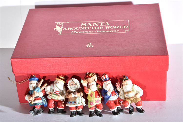 Eighteen (18) Piece Danbury Mint Santa Around the World Porcelain Ornaments