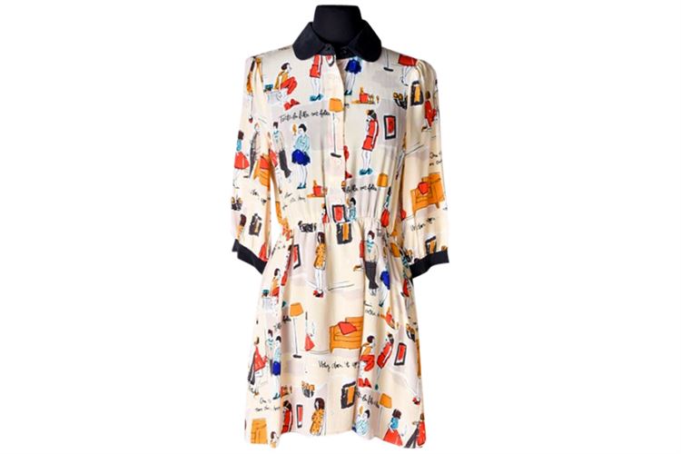 Kate Spade Silk Toutes Les Filles Print Dress