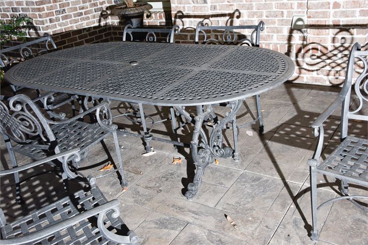 Companies Estate Sales Wrought Iron Patio Table and Chairs