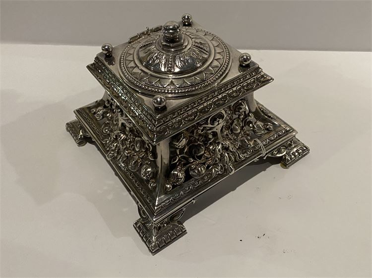 Victorian Large Silverplated Inkwell