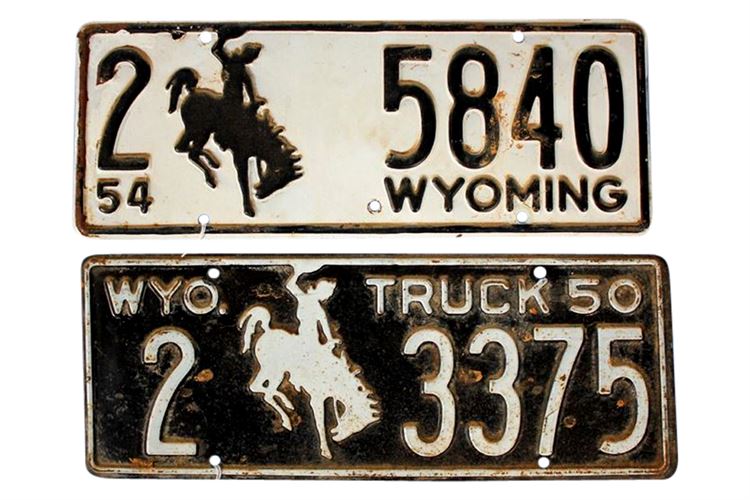 1954 & 1950 Wyoming Truck License Plates