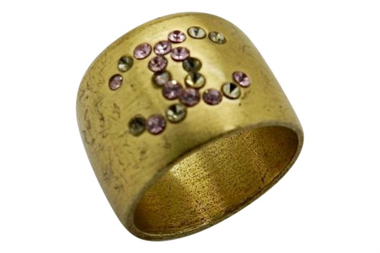 Chanel Vintage Ring With Pink Gemstones