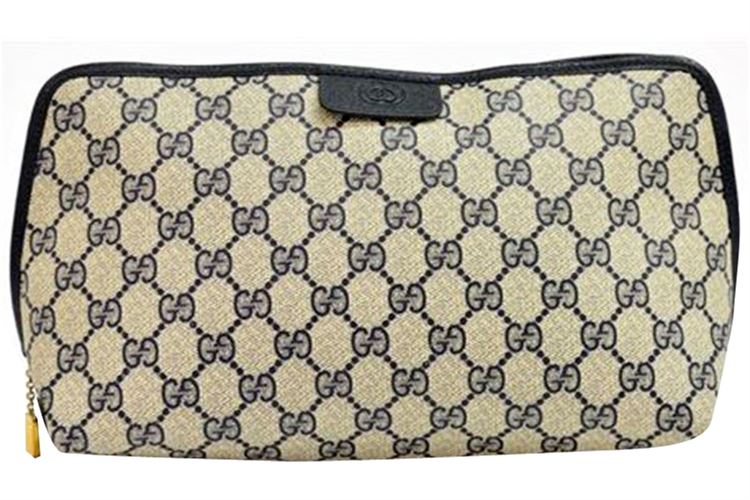 Gucci Blue Monogram Canvas Cosmetic Pouch