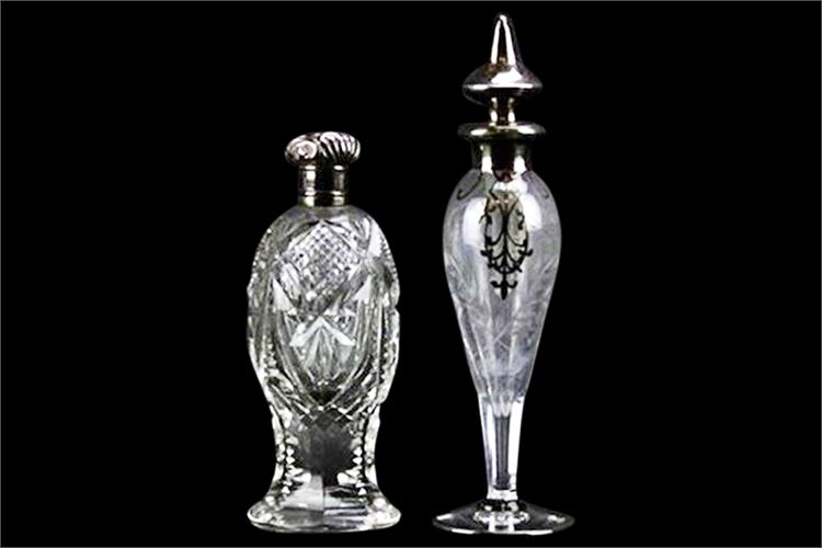 Crystal & Sterling Perfume Bottle Antique Cut