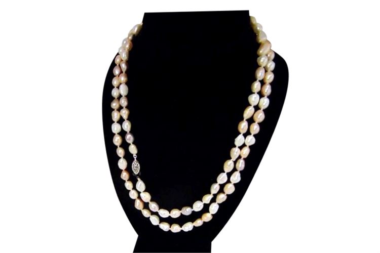 South Sea White and Golden Colored Baroque Pearl 41" Necklace