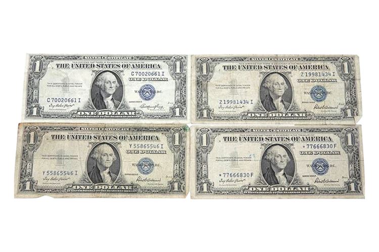 Four (4) US SILVER CERTIFICATE Notes (One with STAR), 1935