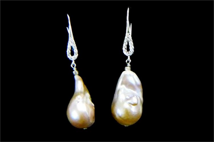 Baroque Pearl Sterling & Gemstone Pierced Earrings