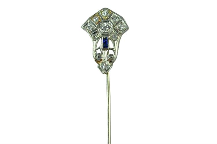 ART DECO SAPPHIRE DIAMOND PLATINUM PIN