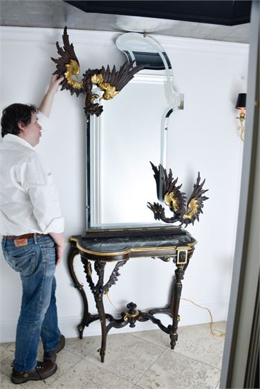 Antique French "Fantasy" Dragon Console & Mirror