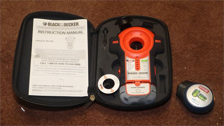 Black & Decker Stud Finder and Ryobi Level