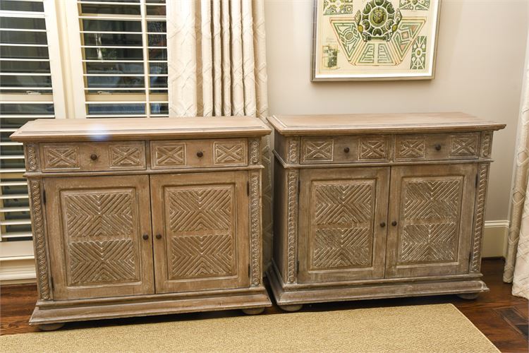 Pair Carved Console Cabinets