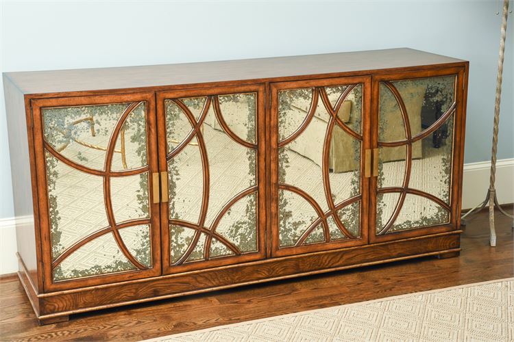 Classical  Styled Contemporary Mirrored Door Console Cabinet