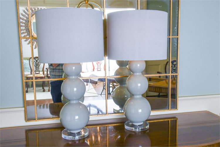 Pair Graduated Ball Form Ceramic Lamps