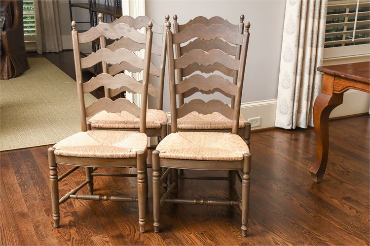 Set of Four (4) Provincial Style Ladder Back Chairs