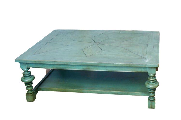 Provincial Style Coffee Table in Green Painted Finish