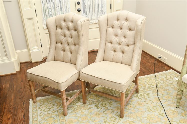 Pair Tufted Back Fireside Chairs