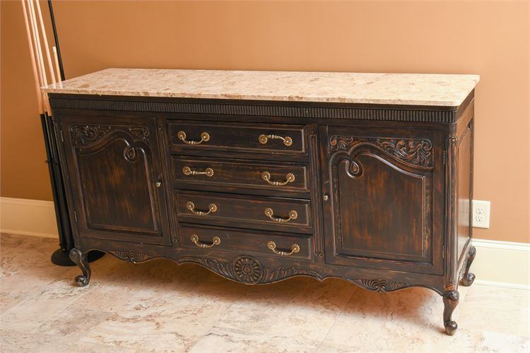 Provincial Style Marble Top Sideboard