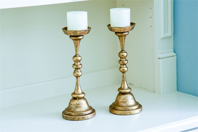 Pair Metal Candle Pricks