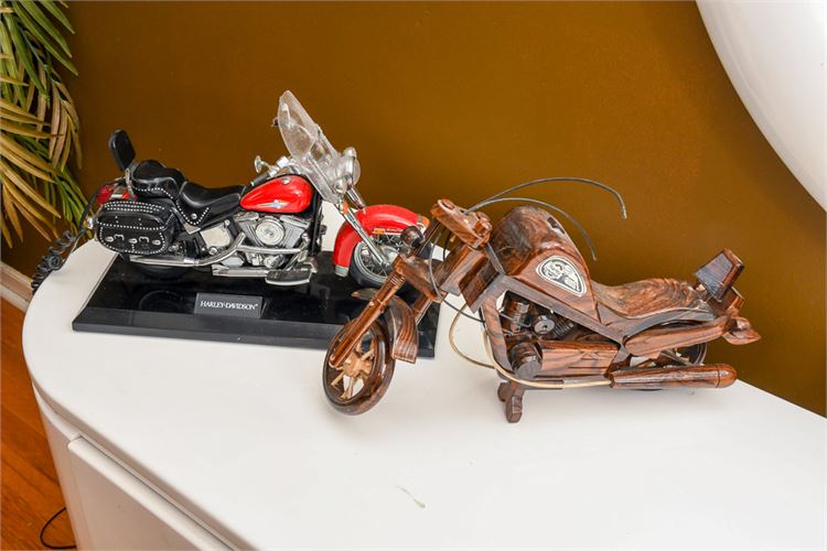 Harley Davidson Model Motorcycle and Telephone