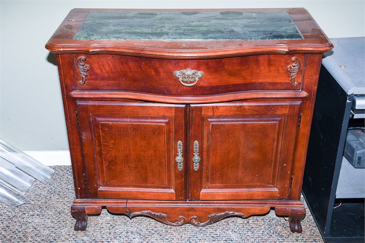 Two Door Faux Marble Top Cabinet