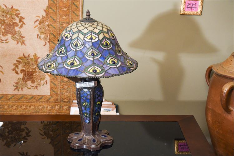 Tiffany Style Art Nouveau Bronze Table Lamp