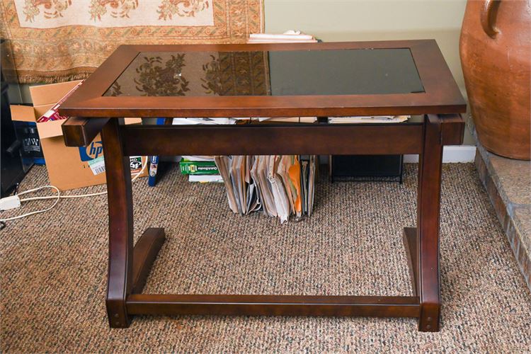 Wooden Table with Glass Top