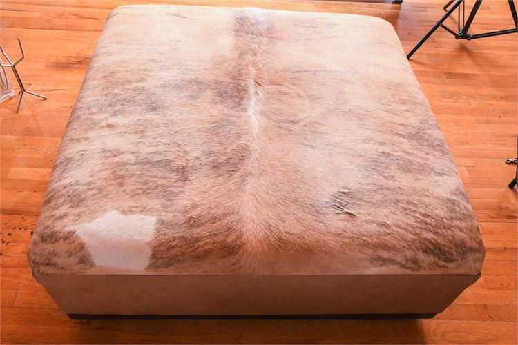 Cowhide Upholstered Ottoman