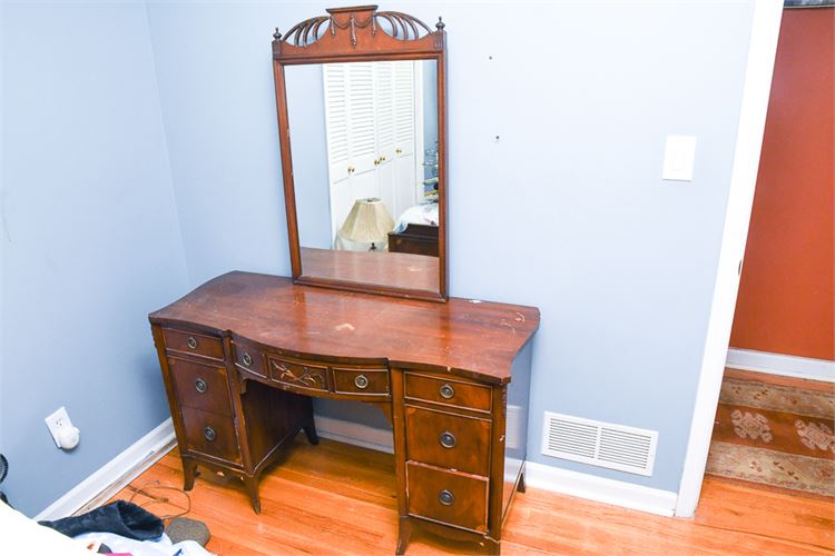 Vintage Mahogany Vanity Table and Mirror