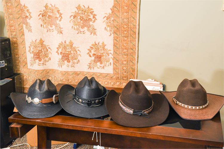 Four (4) Accessorized Cowboy Hats