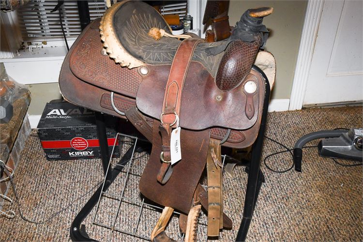 Vintage Tooled Leather Saddle