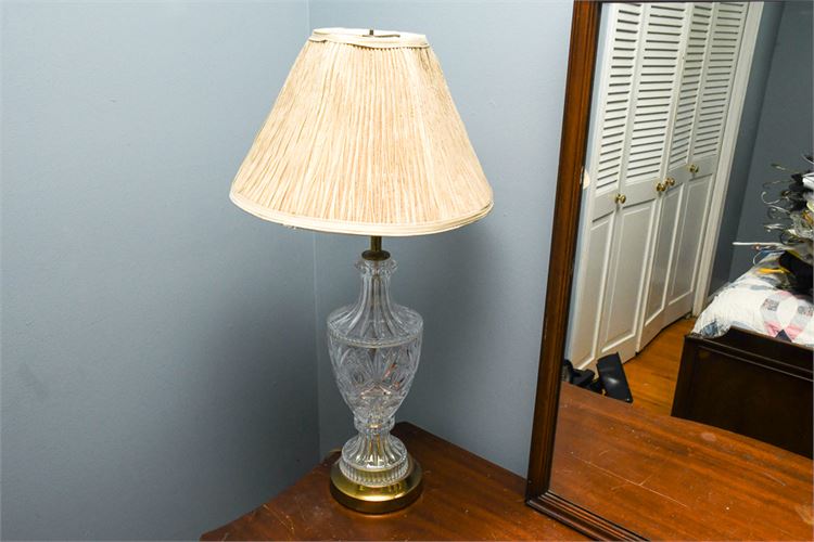 Cut Crystal Table Lamp with Brass Base