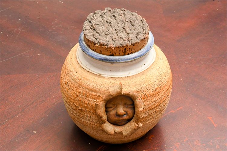 Unique Signed Ceramic Jar With Lid