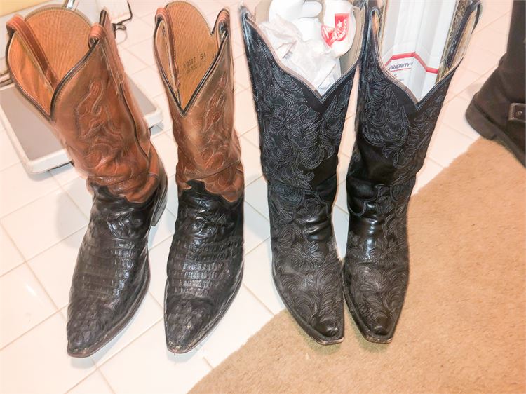 Two (2) Pairs of Tooled Leather Cowboy Boots