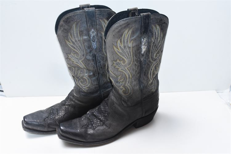 Pair of Lucchese Leather and Snakeskin Boots