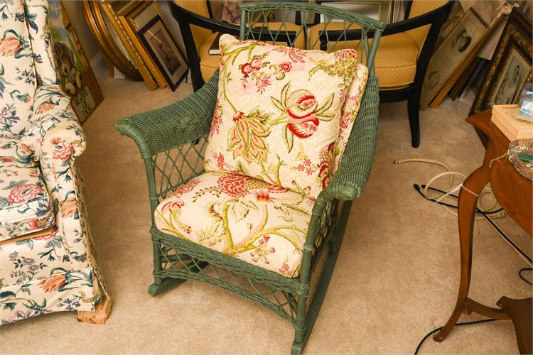 Wicker Rocking Chair with Cushions